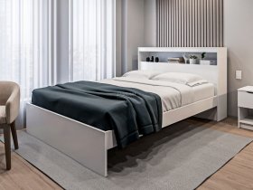 Кровать двуспальная 1,6м Бруклин СБ-3356 (белый) в Новомихайловке - novomihajlovka.mebel-nsk.ru | фото
