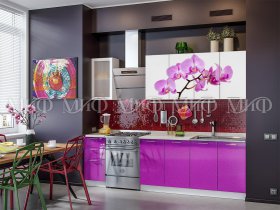 Кухонный гарнитур Орхидея (фиолетовый) в Новомихайловке - novomihajlovka.mebel-nsk.ru | фото