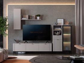 Модульная гостиная Рич (кашемир/фрапучино матовый/черный) в Новомихайловке - novomihajlovka.mebel-nsk.ru | фото