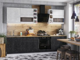 Модульная кухня Бруклин (белый/черный бетон) в Новомихайловке - novomihajlovka.mebel-nsk.ru | фото