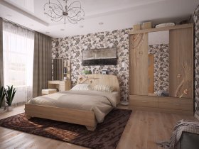Модульная спальня Виктория-1 (дуб сонома) в Новомихайловке - novomihajlovka.mebel-nsk.ru | фото