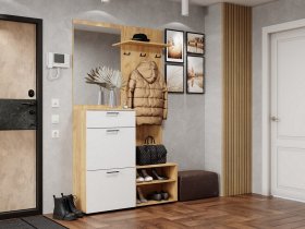 Прихожая Монтана (дуб крафт золотой/белый) в Новомихайловке - novomihajlovka.mebel-nsk.ru | фото